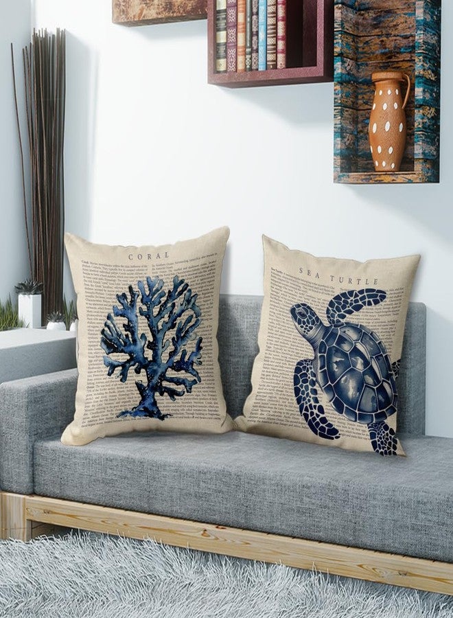 Palasarkaaa 4Pcs Nautical Pillow Covers Ocean Set 18x18 Inch, Seashell & Starfish Coastal Decor, Beach Theme Sofa/Bed Covers | Beach House Luxury for Living Room & Bedroom - Image 4